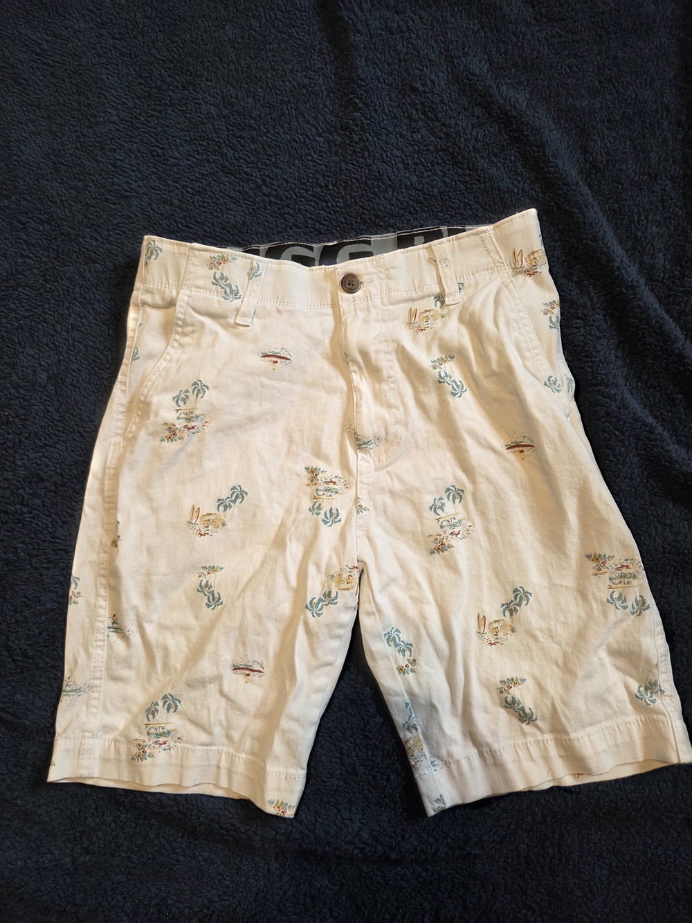 Plugg 29 Men's Cream Island-Print Cotton Shorts